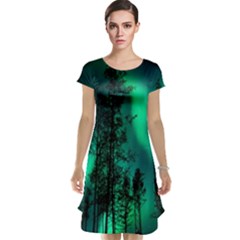 Aurora Northern Lights Celestial Magical Astronomy Cap Sleeve Nightdress by pakminggu