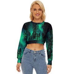 Aurora Northern Lights Celestial Magical Astronomy Lightweight Long Sleeve Sweatshirt by pakminggu