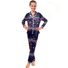 Ukrainian Folk Seamless Pattern Ornament Kids  Satin Long Sleeve Pajamas Set by pakminggu