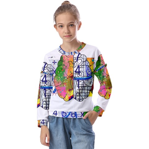 Brain Cerebrum Biology Abstract Kids  Long Sleeve Tee With Frill  by pakminggu