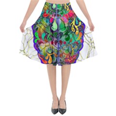 Brain Head Mind Man Silhouette Flared Midi Skirt by pakminggu