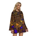 Binary Code Transformation Round Neck Long Sleeve Bohemian Style Chiffon Mini Dress View3