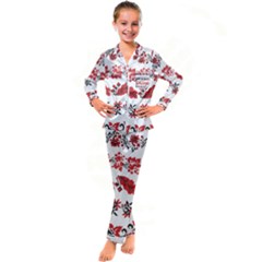 Ukraine Scheme Pattern Kit Ornament Plants Kids  Satin Long Sleeve Pajamas Set by pakminggu