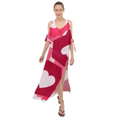 Pink Hearts Pattern Love Shape Maxi Chiffon Cover Up Dress by danenraven