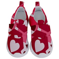 Pink Hearts Pattern Love Shape Kids  Velcro No Lace Shoes by danenraven