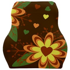 Floral Hearts Brown Green Retro Car Seat Velour Cushion  by danenraven