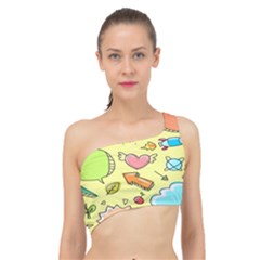 Cute Sketch Child Graphic Funny Spliced Up Bikini Top  by danenraven