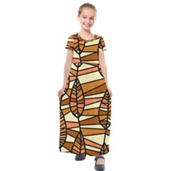 Autumn Leaf Mosaic Seamless Kids  Short Sleeve Maxi Dress by danenraven