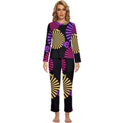 Seamless Halloween Day Of The Dead Womens  Long Sleeve Lightweight Pajamas Set by danenraven