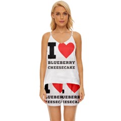 I Love Blueberry Cheesecake  V-neck Satin Pajamas Set by ilovewhateva