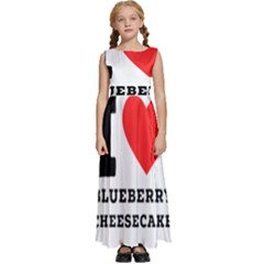 I Love Blueberry Cheesecake  Kids  Satin Sleeveless Maxi Dress by ilovewhateva