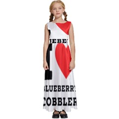 I Love Blueberry Cobbler Kids  Satin Sleeveless Maxi Dress by ilovewhateva