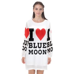 I Love Blue Moon Long Sleeve Chiffon Shift Dress  by ilovewhateva