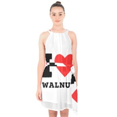 I Love Walnut Halter Collar Waist Tie Chiffon Dress by ilovewhateva