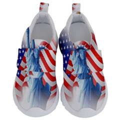 Statue Of Liberty And Usa Flag Art Kids  Velcro No Lace Shoes by danenraven