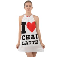 I Love Chai Latte Halter Tie Back Chiffon Dress by ilovewhateva