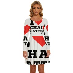 I Love Chai Latte Long Sleeve Wide Neck Velvet Dress by ilovewhateva