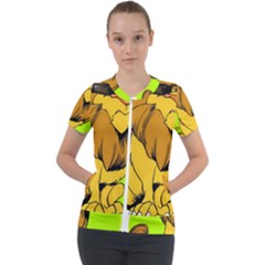 Lion Cartoon Parody Short Sleeve Zip Up Jacket by danenraven