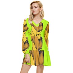 Lion Cartoon Parody Tiered Long Sleeve Mini Dress by danenraven