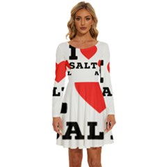 I Love Salt Long Sleeve Wide Neck Velvet Dress by ilovewhateva