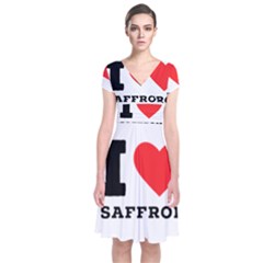 I Love Saffron Short Sleeve Front Wrap Dress by ilovewhateva