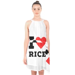 I Love Rice Halter Collar Waist Tie Chiffon Dress by ilovewhateva