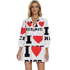 I Love Rice V-neck Placket Mini Dress by ilovewhateva