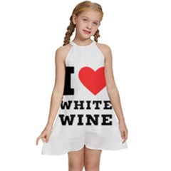 I Love White Wine Kids  Halter Collar Waist Tie Chiffon Dress by ilovewhateva