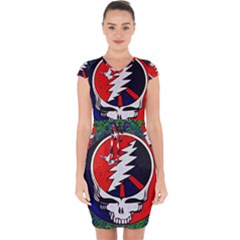 Grateful Dead Pattern Capsleeve Drawstring Dress  by Mog4mog4