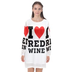 I Love Red Wine Long Sleeve Chiffon Shift Dress  by ilovewhateva