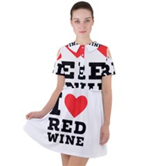 I Love Red Wine Short Sleeve Shoulder Cut Out Dress  by ilovewhateva