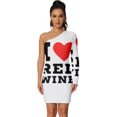 I Love Red Wine Long Sleeve One Shoulder Mini Dress by ilovewhateva