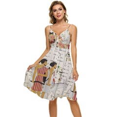 Egyptian Design Men Worker Slaves Sleeveless Tie Front Chiffon Dress by Mog4mog4