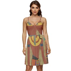 Egyptian Tutunkhamun Pharaoh Design V-neck Pocket Summer Dress  by Mog4mog4