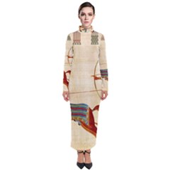 Egyptian Tutunkhamun Pharaoh Design Turtleneck Maxi Dress by Mog4mog4