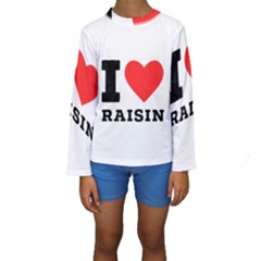 I Love Raisin  Kids  Long Sleeve Swimwear by ilovewhateva