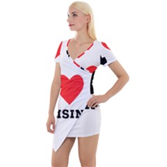 I Love Raisin  Short Sleeve Asymmetric Mini Dress by ilovewhateva