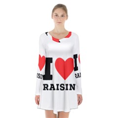 I Love Raisin  Long Sleeve Velvet V-neck Dress by ilovewhateva