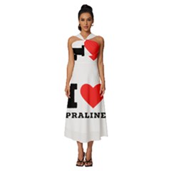 I Love Praline  Sleeveless Cross Front Cocktail Midi Chiffon Dress by ilovewhateva