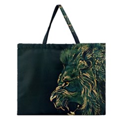 Angry Male Lion Zipper Large Tote Bag by Mog4mog4