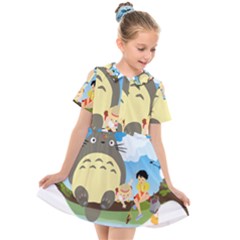 My Neighbor Totoro Totoro Kids  Short Sleeve Shirt Dress by Mog4mog4