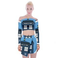 Doctor Who Tardis Off Shoulder Top With Mini Skirt Set by Mog4mog4