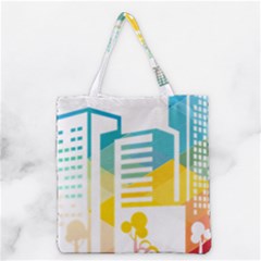 Silhouette Cityscape Building Icon Color City Grocery Tote Bag by Mog4mog4