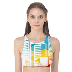 Silhouette Cityscape Building Icon Color City Tank Bikini Top by Mog4mog4