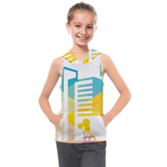 Silhouette Cityscape Building Icon Color City Kids  Sleeveless Hoodie by Mog4mog4