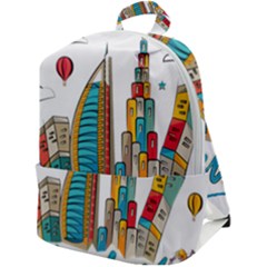 Burj Khalifa Skyline Clip Art Drawing Comic World Zip Up Backpack by Mog4mog4