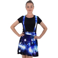 Tardis Background Space Velvet Suspender Skater Skirt by Mog4mog4