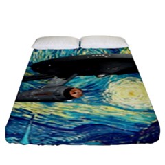 Star Starship The Starry Night Van Gogh Fitted Sheet (king Size) by Mog4mog4