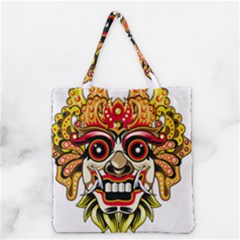 Bali Barong Mask Euclidean Vector Chiefs Face Grocery Tote Bag by Mog4mog4