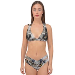 Vector Hand Painted Owl Double Strap Halter Bikini Set by Mog4mog4